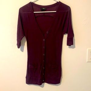 Eggplant buttoned cover up with half sleeves